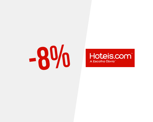 8% de desconto em reservas de hotéis na Hoteis.com